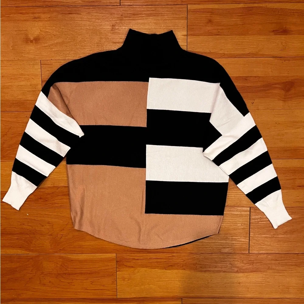 AAEDA colorblock mockneck sweater - Picture 1 of 6